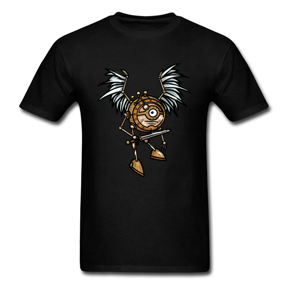 

Lasting Charm Novelty Men Vintage Robot Warrior Cool Black Short Sleeve Sports T-shirt Geek Design