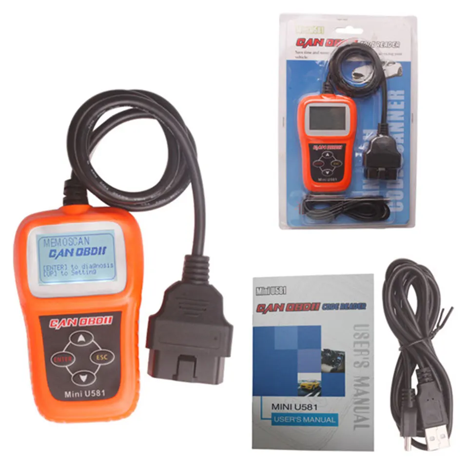 Mini U581 OBDII Vehicle Trouble Auto Diagnostic Scanner Tool CAN OBD2 EOBDII U581 Car Diagnostic-Tool OBD 2 Cord Reader (5)