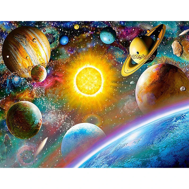 NEW FULL 5D Solar System Sun & Planets Image DIY Diamond Painting Cross