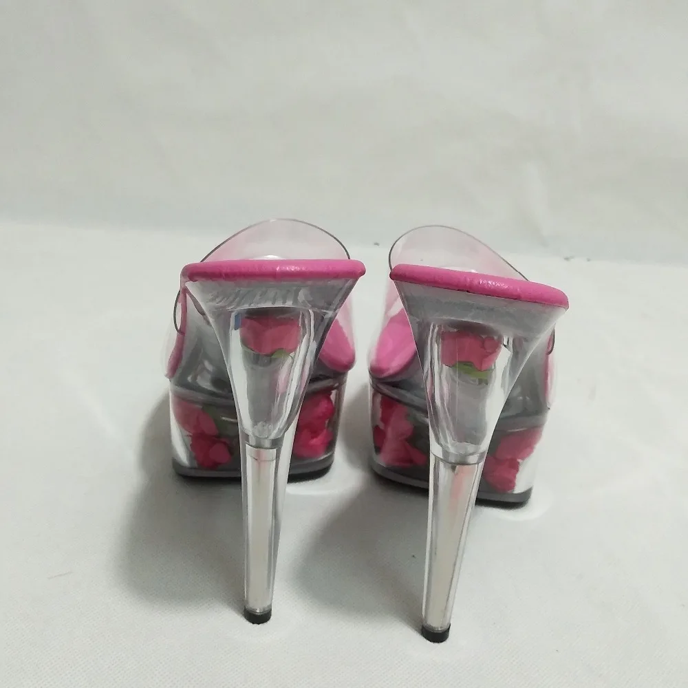 Romantic Crystal Rose The Bride Wedding Shoes Performance Shoes 15 High-Heeled Shoes 6 Inch Party Special Stripper Shoes