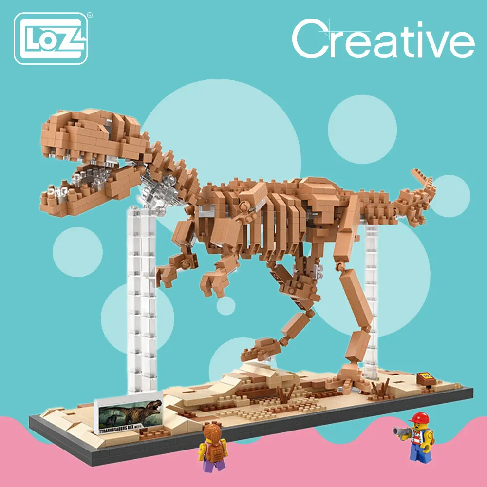 Строительные блоки LOZ Tyrannosaurus Rex fossiles T модель черепа DIY сборка игрушек скелета
