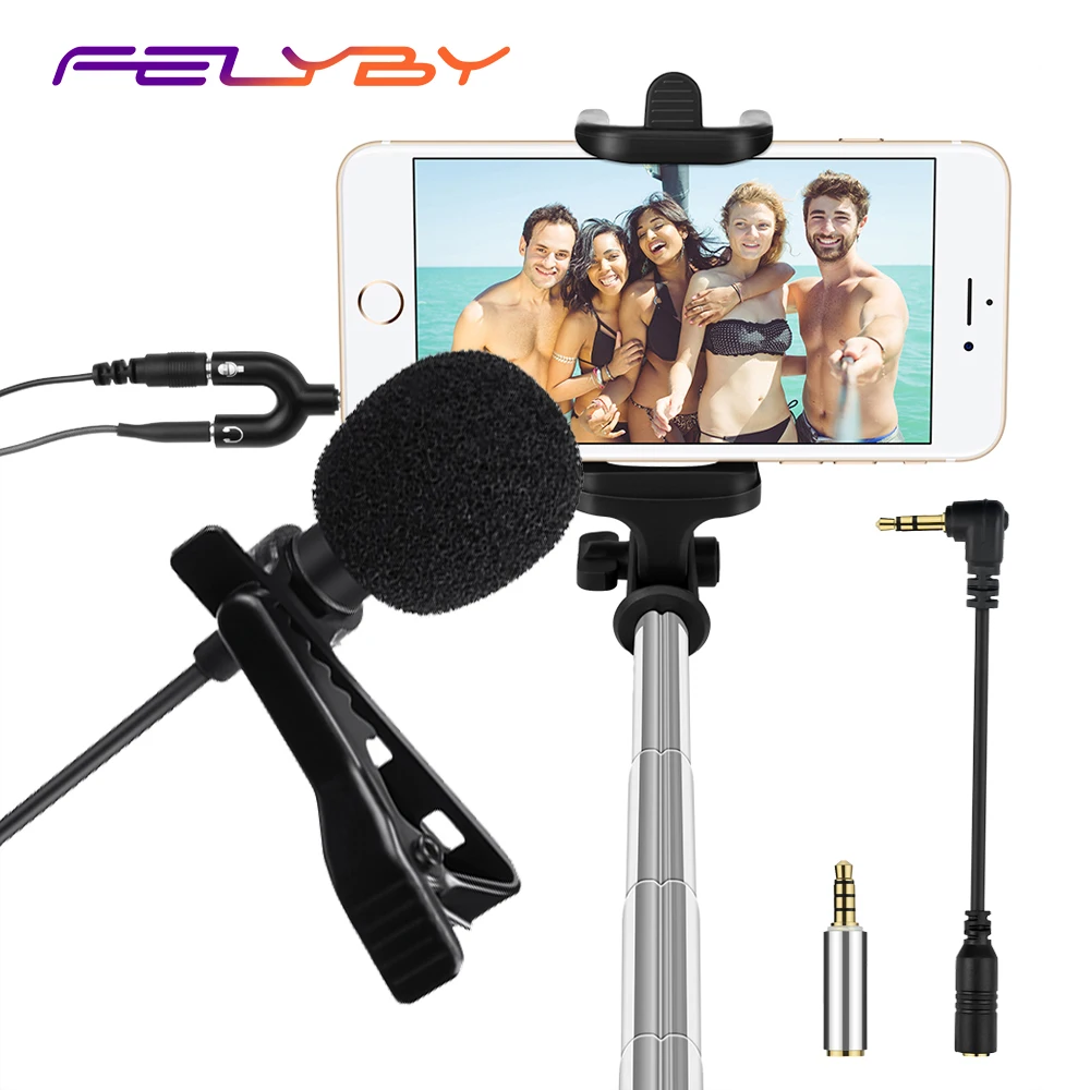 

FELYBY Professional Lavalier Microphone Clip-on Omnidirectional Condenser Micophone for iPhone&MacBook&Laptop&Computer