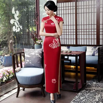 Vecchio Shanghai Nuovo Mxai Cheongsam Vintage Cinese Lungo Vestito Da Sera Del Partito Orientale Delle Donne Elegante Qipao Vestido 5XL 1