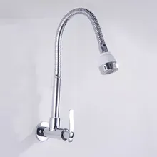 Один отверстие скидка настенный смеситель для кухни, одна холодная вода хромированная отделка латунный корпус