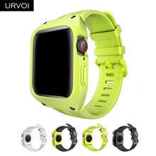 URVOI Band для apple watch series 4 с полным чехлом для iwatch sport band Водонепроницаемая из мягкого силикона ремешок жесткий чехол antishock 44 мм