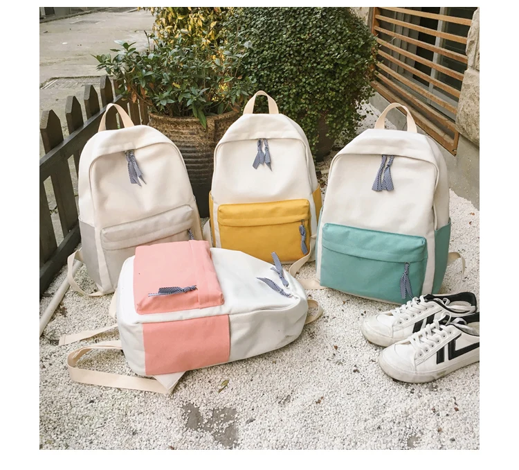 Menghuo New Women Canvas Backpacks Preppy Style Patchwork School Bags for Teenagers Girls Laptop Backpack Travel Bag Mochilas_33-1_22