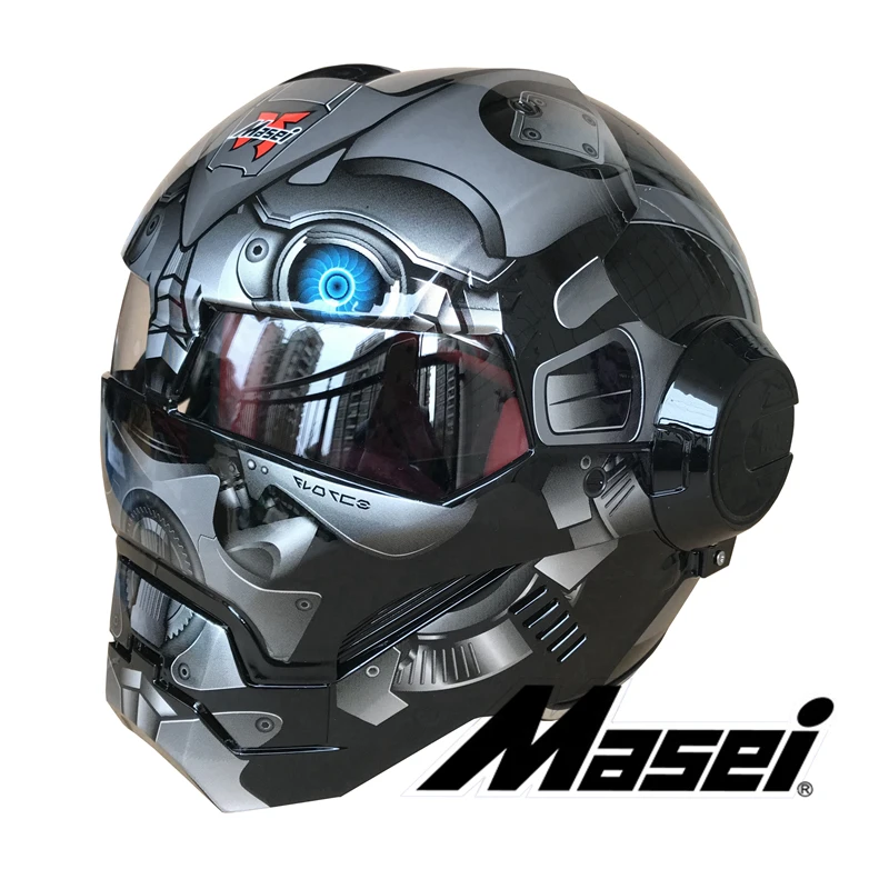2018 Bumblebee grigio/nero MASEI 610 IRONMAN Iron Man casco moto mezzo casco  casco aperto motocross S M L XL|masei 610|helmet motocrossmotorcycle half  helmet - AliExpress
