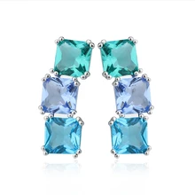 Синие Серьги Квадратные массивные AAA серьги с цирконием кубической огранки для женщин девушек Boho ювелирные изделия