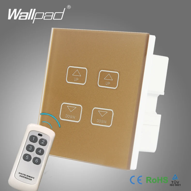 2pcs 4 Gang 2/3/4 Way Gateway RF WIFI Dimmer Wallpad Gold Crystal Glass
