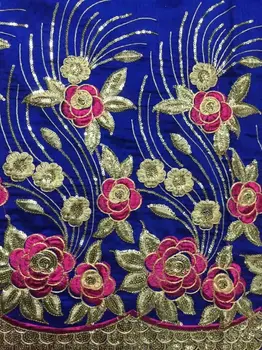 

High Quality African Lace Fabric Gold Sequined George Lace Fabric Guipure Embroidery 2017 Nigerian Silk India Dress George Laces