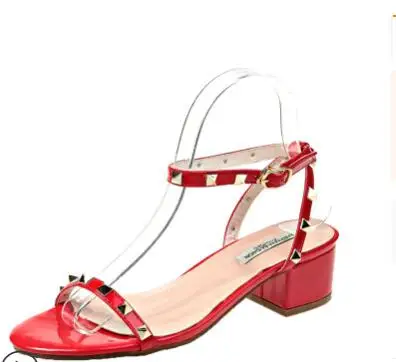 Новинка года; женские босоножки; женские пикантные босоножки на толстом каблуке с заклепками; элегантная женская обувь для танцев; zapatos mujer; сандалии-гладиаторы - Цвет: red