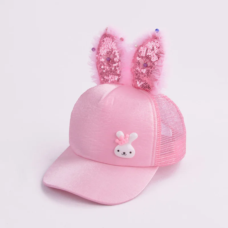 Блёстки Дети Бейсбол кепки с ушками Лето регулируемый Snapback сетки для маленьких девочек и мальчиков шапки детей хип хоп Солнцезащитная бейсболка enfant - Цвет: style 4 pink