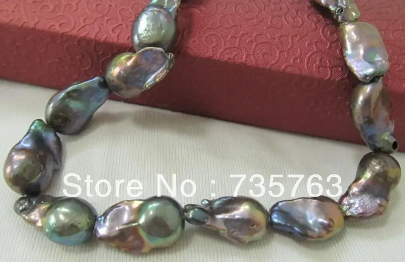 

Free shipping xiuli 00802 18"25MM SOUTH SEA BLACK GREEN GRAY BLUE PEARL NECKLACE