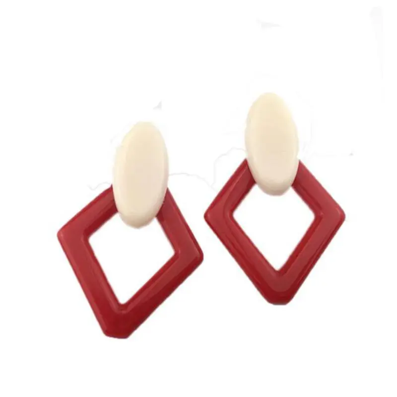 

Korean Fashion Personality Resin Geometric Hollow Stud Earrings For Women