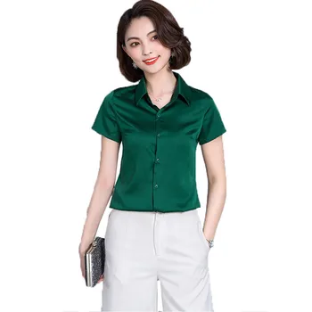 

Women's Shirt Women's 2019 New Short Sleeve Slim Wild Color Casual Shirt Women's Business Office Professional Shirt