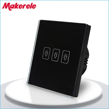 

Touch Switch EU Standard 3 Gang 1 Way Light Switch Touch Screen wall switch wall socket for lamp