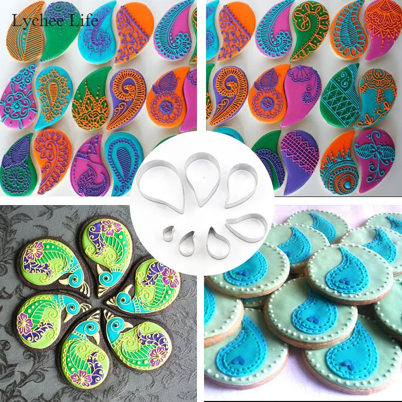 Stainless Steel European Paisley Spiral Flower Petal Soft Polymer Clay Cutter Molds 7Pcs/set Diy Clay Moulds Tools Lychee Life polymer clay tools