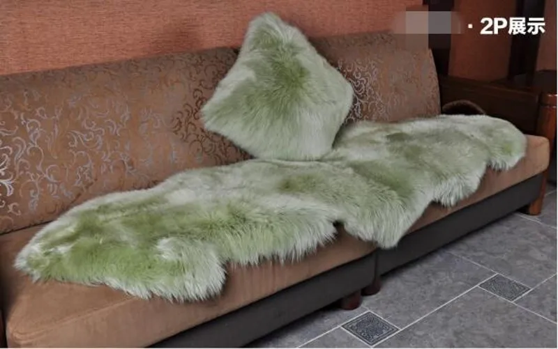 Green Sheepskin Rug 2P