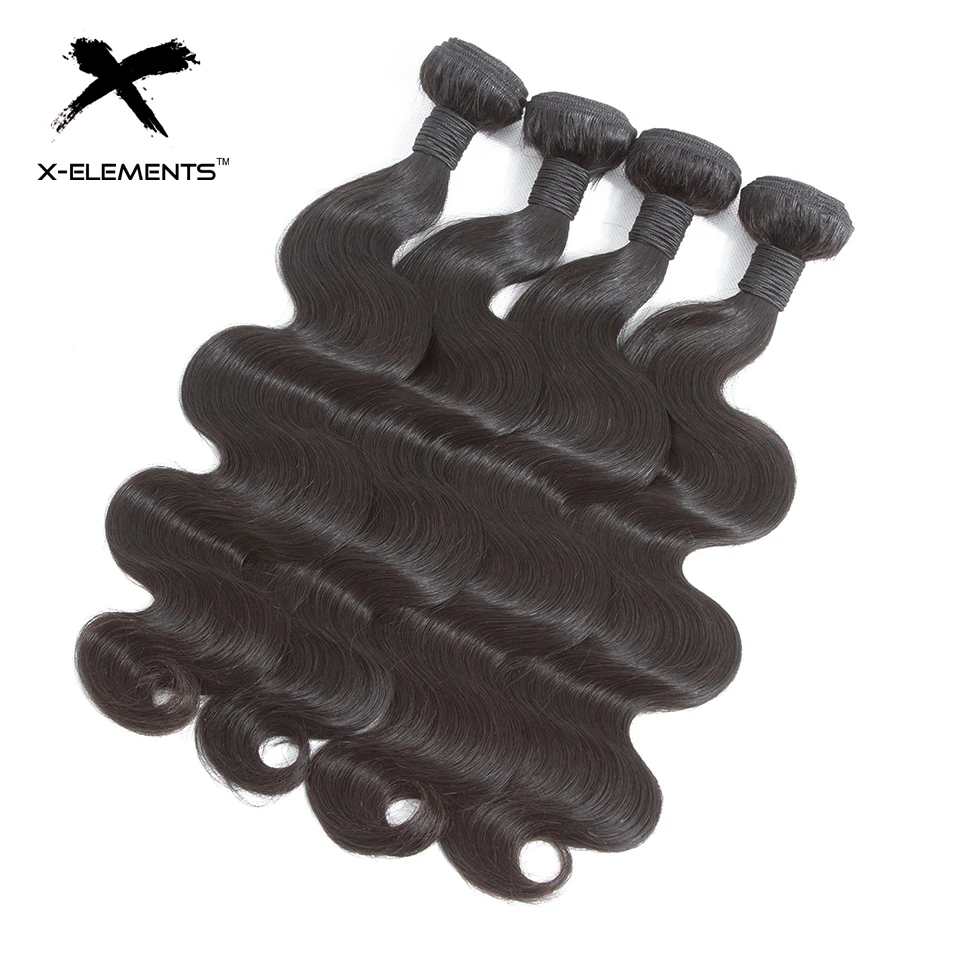 Peruvian Body Wave with 360 Frontal Natural Color Human Hair Weave with Lace Frontal X-Elements Remy Hair Bundles with Frontal (9)