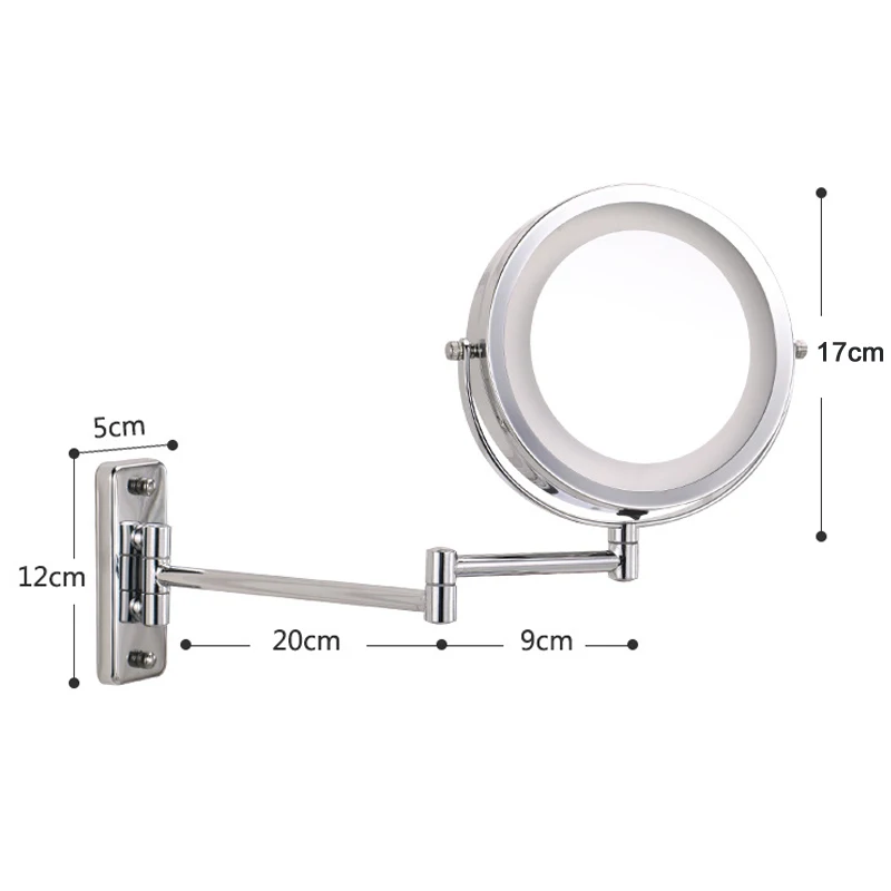 Двухсторонний светодиодный настенный металлический круглый " настенный светильник для ванной комнаты с вращающимся зеркальным зеркалом, светодиодный светильник с подсветкой