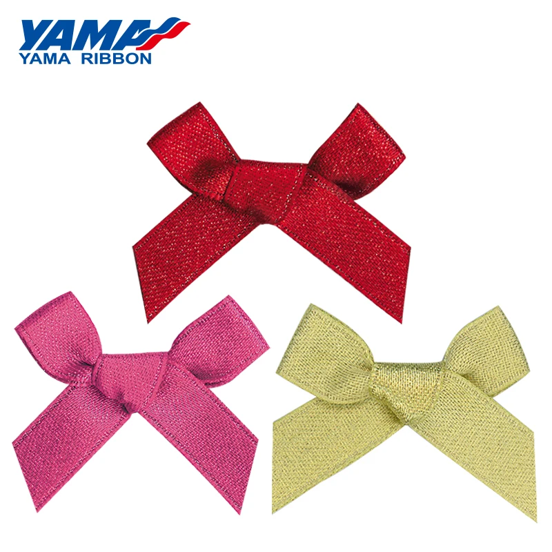 

YAMA Wide 37mm±3mm High 33mm±3mm Hand-Tied Bow 200pcs/bag Satin Gold Silver Edge Purl Ribbon Diy Gift Decoration Wedding Ribbons