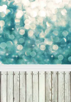 

Green Bokeh Patterns Wood Floor photo studio background Vinyl cloth High quality Computer printed custom backdrop