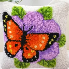 DIY Kit рукоделие крючком ручной работы Наволочка с вышивкой Цвет с напечатаным холстом, картина "Бабочка"