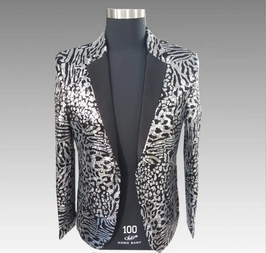 XXS 6XL 2018 мужская одежда BIGBANG GD модный костюм с серебряным леопардовым принтом и