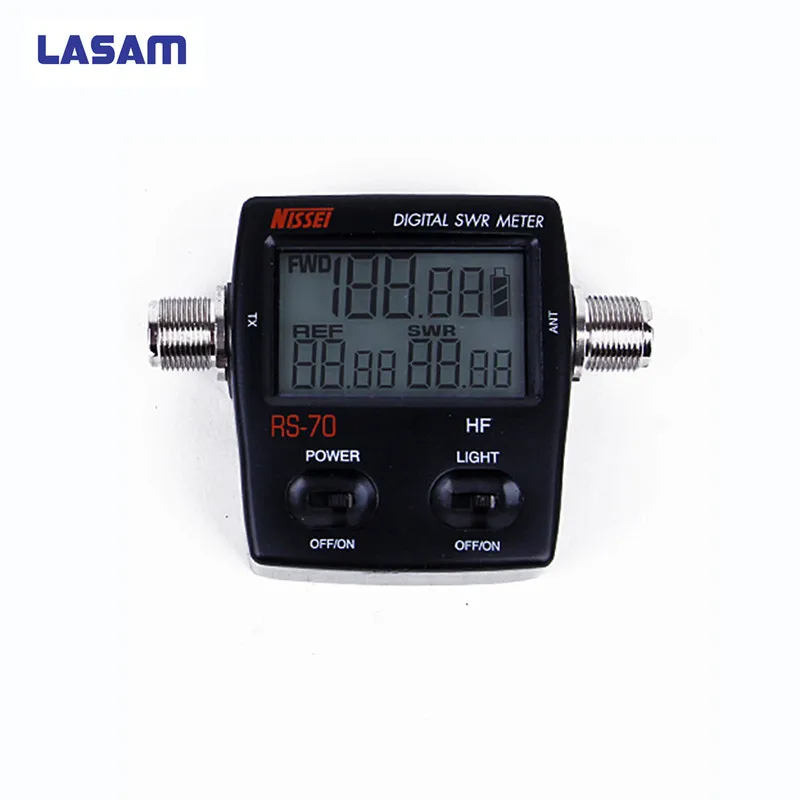 

LASAM RS-70 Digital SWR/Power Meter Two-way Radio HF 1.6-60MHz 200W M Type Connector SWR Power Meter for Walkie Talkie RS70