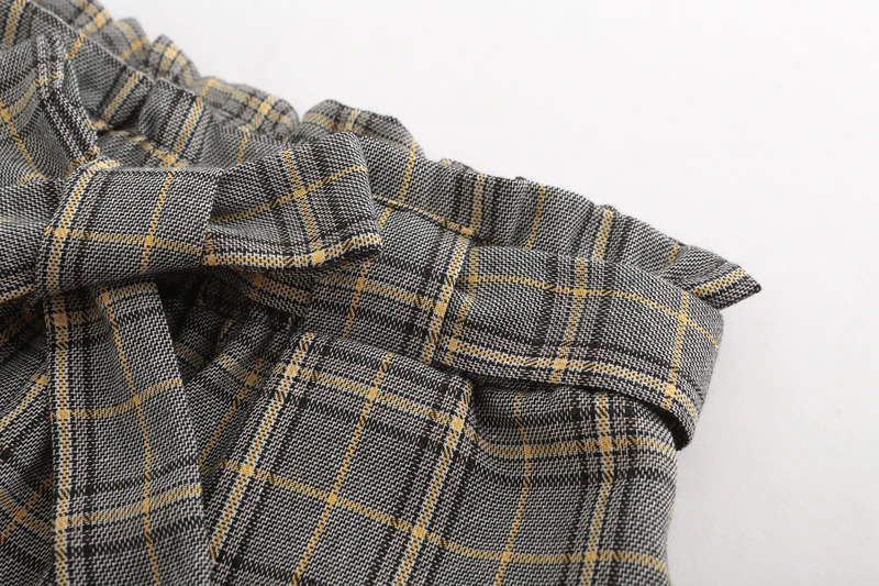 grey and yellow plaid pants