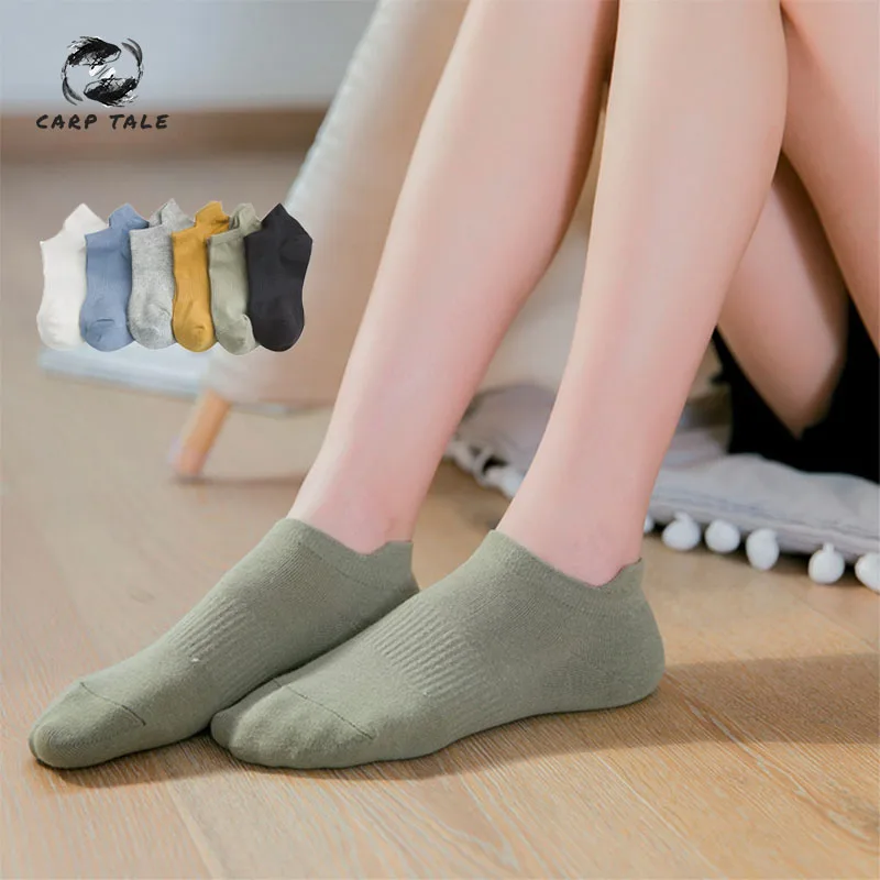 

CARP TALE Women's Brand Basic Socks Daily Socks Solid Color Comb Cotton Knit Girls Casual Socks High Quality Spring Socks