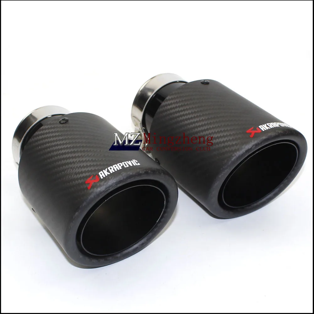 

1Pcs car styling Carbon fiber + stainless steel universal Auto akrapovic exhaust tip tailtip end pipe for bmw golf