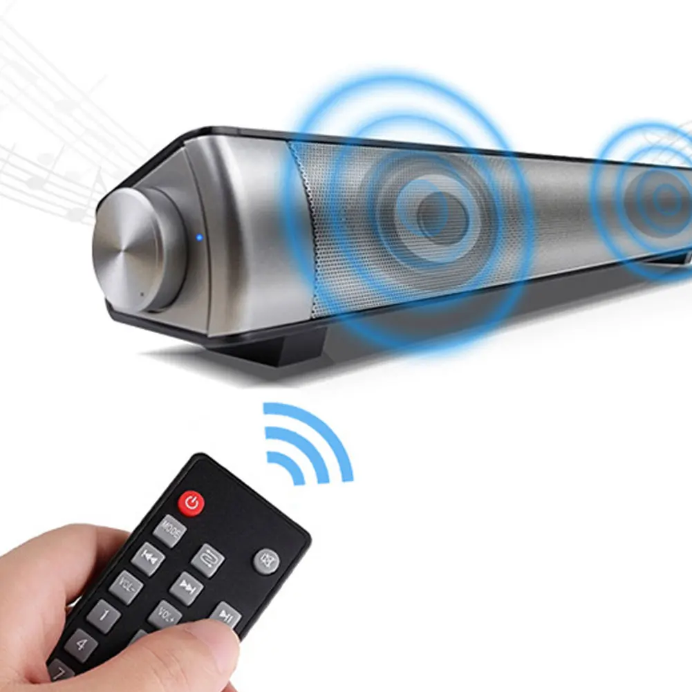 

Mini Bluetooth Sound Bar with Remote Control Support TF Card AUX USB Charging IJS998