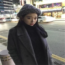 Бросились Твердые взрослых Повседневное Хлопок Акрил Женские Модные зима толстые вязать Шапки ручной вязки шапка для Для женщин шапочки