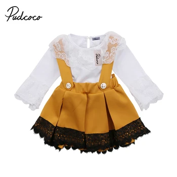 

Newborn Kids Baby Girl Lace Jumpsuit Romper Bow Skirt + Kazakhstan with bow tie Outfits 2Pcs Set 0-24M