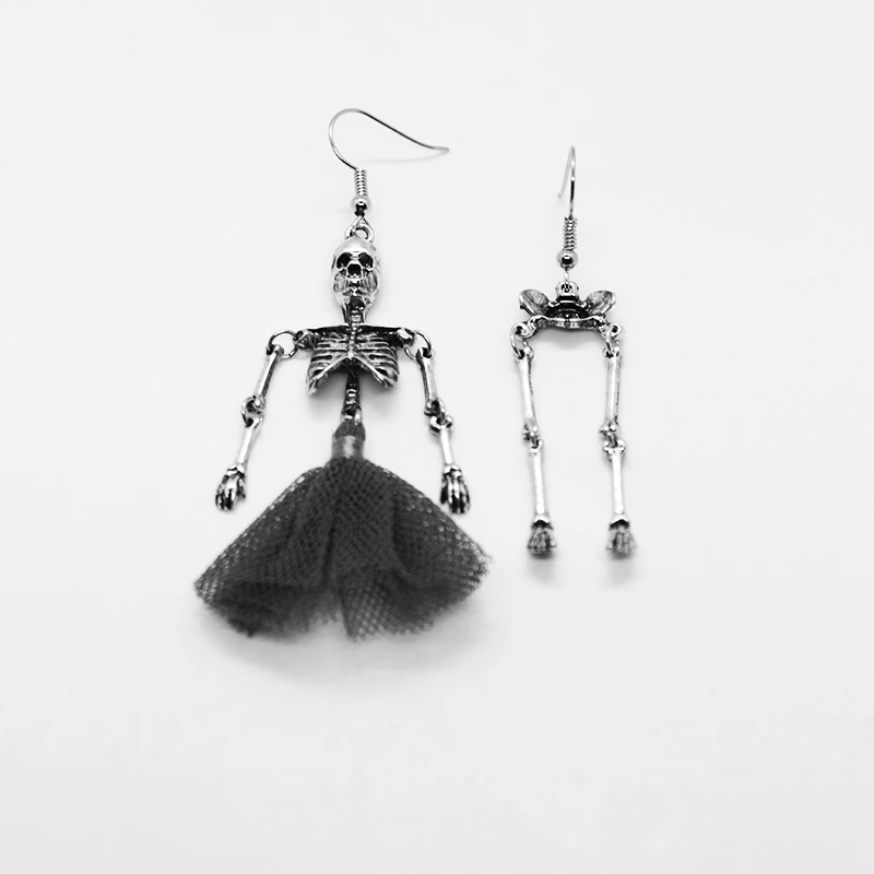 

Gothic Dark Stylish Skeletons Danlge Earrings For Women Vintage Halloween Punk Black Dress SKull Drop Earrings 2019 femme bijoux