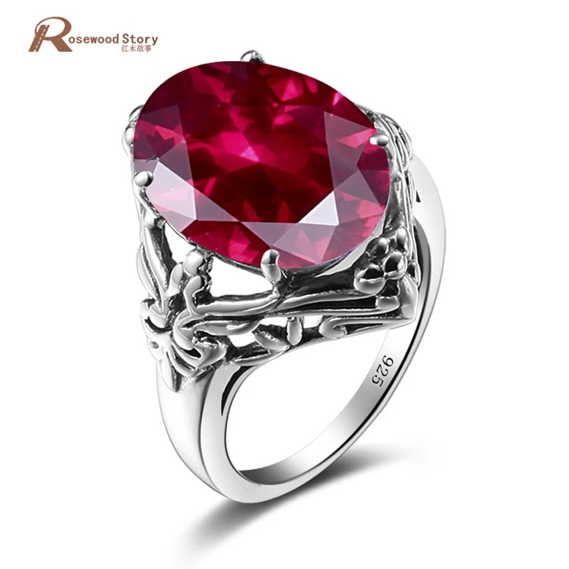

African Compatible Brand 925 Sterling Silver Ring Authentic European Fashion Jewelry Punk Ruby CZ Crystal Rings Vintage Jewelry