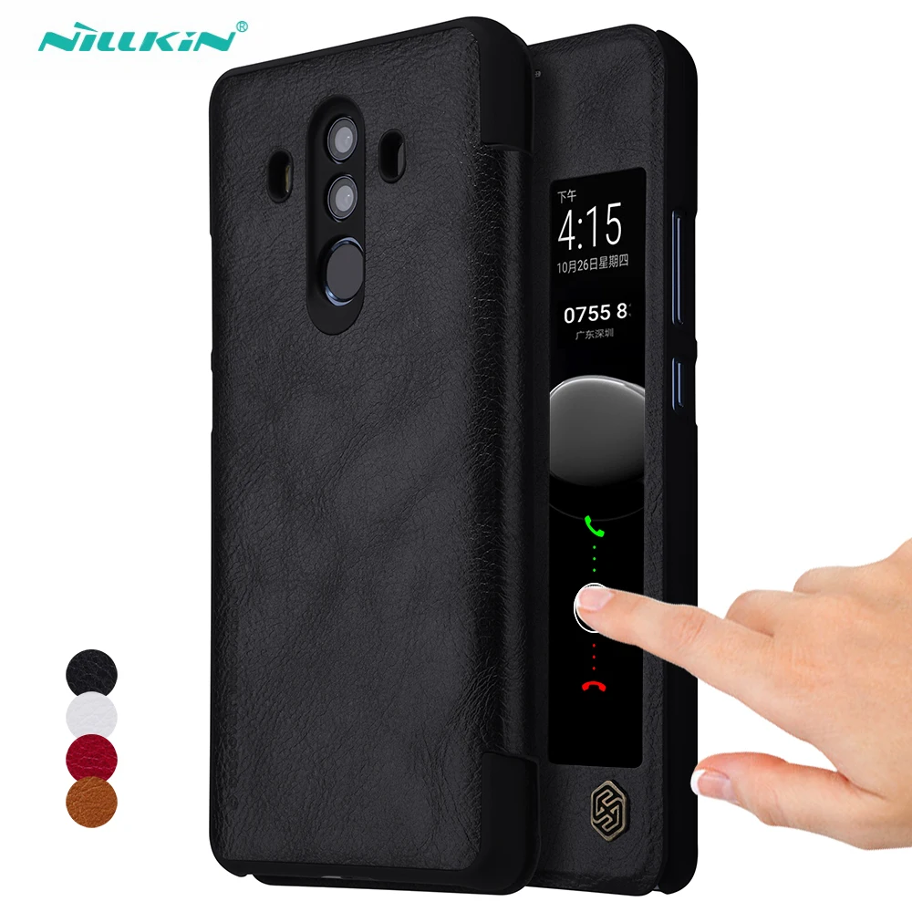 NILLKIN for Huawei Mate 10 Pro Case Qin Series View Window Leather Smart Flip Cover Coque - Black | Мобильные телефоны и