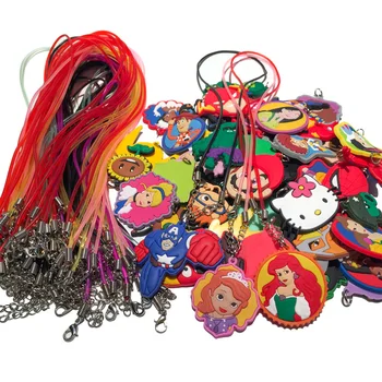 

100PCS PVC Cartoon Figure Marvel Avengers Choker Necklace Pendant Cute Anime Princess Rope Chains Necklace 51cm Kid Party Gift
