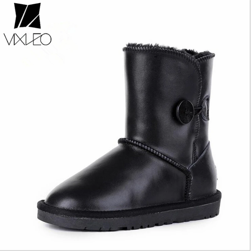 Goede VIXLEO 2018 mannen Laarzen Australi euml; Klassieke Stijl Snowboots Hoogwaardige Knop Decoratie Winter Warm Lederen Laarzen 35 45