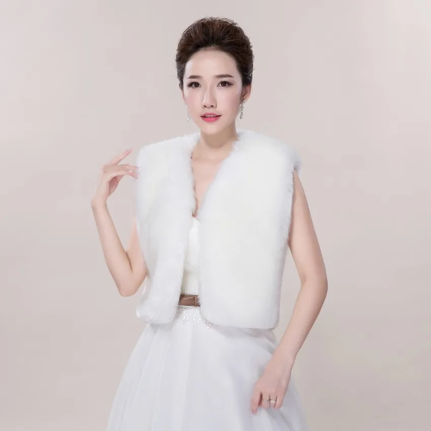

2019 Free Shipping Sleevelss Ivory Bridal Jacket Winter Wedding Fashion Wedding Shawl Coat