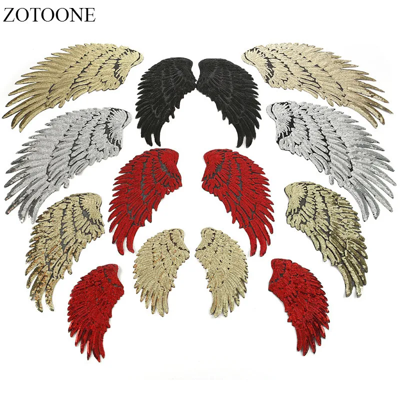 

ZOTOONE Big Angel Wings Sequin Patch DIY Iron On Patches For Clothes DIY Sew On Embroidered Sequins Patch Applique Stickers E