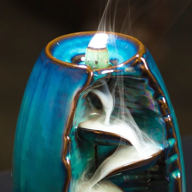 Ладан дым водопад обратного потока благовония горелка керамика креативное ремесло ладан конус держатель дзен гостиная медитация домашний декор