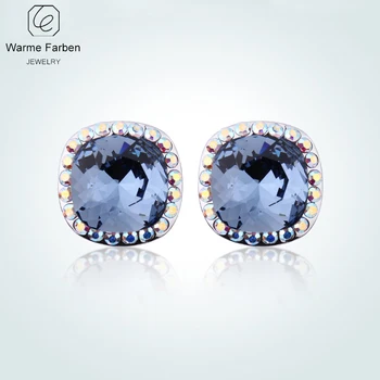 

Warme Farben Jewelry for Women Stud Earrings Crystal from swarovsky Square Inlaid Zircon Earring 925 Silver Ear Birthday Brincos