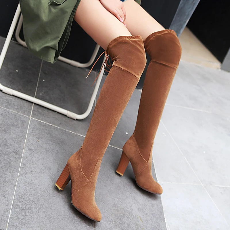 

European brand sexy nightclub thigh long boots ladies 9cm high heels back cross strap motorcycle boots women 34-43 knight's shoe