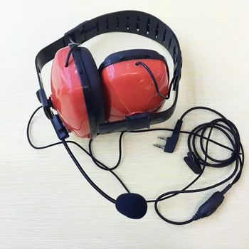 

honghuismart Red color fashion noise canceling big headphone K plug 2pins mic for Kenwood,linton,baofeng ,puxing walkie talkie
