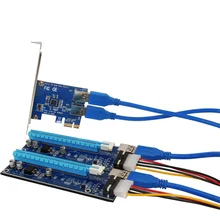 PCI-E to PCI-E Riser Card 1 to 2 PCI-E1X to PCI-EX16 Slot USB3.0 Adapter Card Power Cable SATA 60CM For BTC LTC ETH Bitcoin Mine