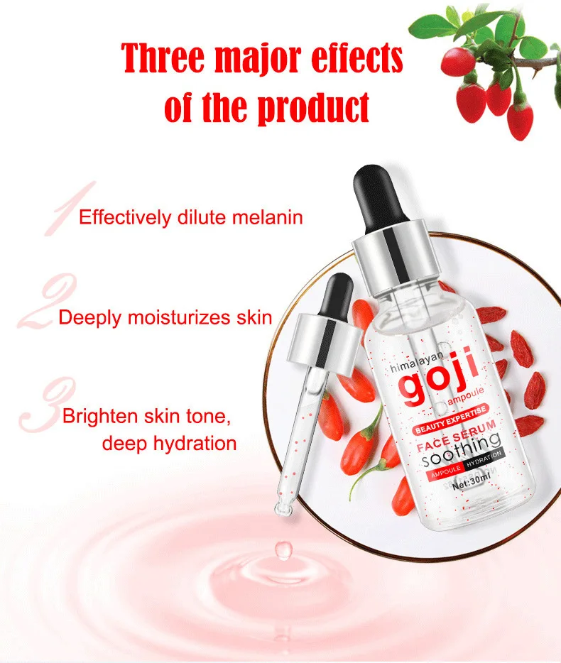 30ML Goji Serum Anti-Wrinkle Face Serum with Hyaluronic Acid and Vitamin E- Organic Anti-Aging Serum for Face Eye Treatment