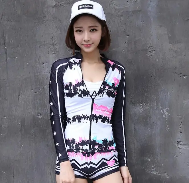 

Women Wetsuit Water Sports Long Sleeves +shorts Surf boating drifting DiveSnorkeling Diving Surfing Swimming Tight Swimsuit