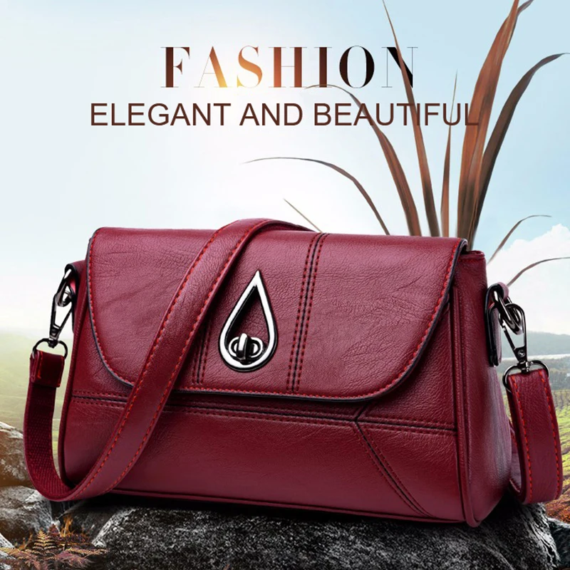 

2019 New PU Leather Shoulder Bags for Women Solid Color Large Capacity Elegant Ladies Messenger Bag With Long Shoulder Strap